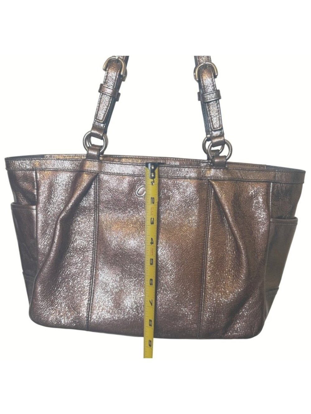Coach Bronze Metallic Leather 2011 East West Tote Satchel F17721 - Picture 8 of 11